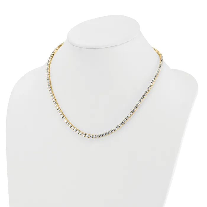 14k Yellow Gold 14 12 Ct Lab Grown Diamond VSSI G 18 inch Graduated Tennis Necklace Goldia Necklaces