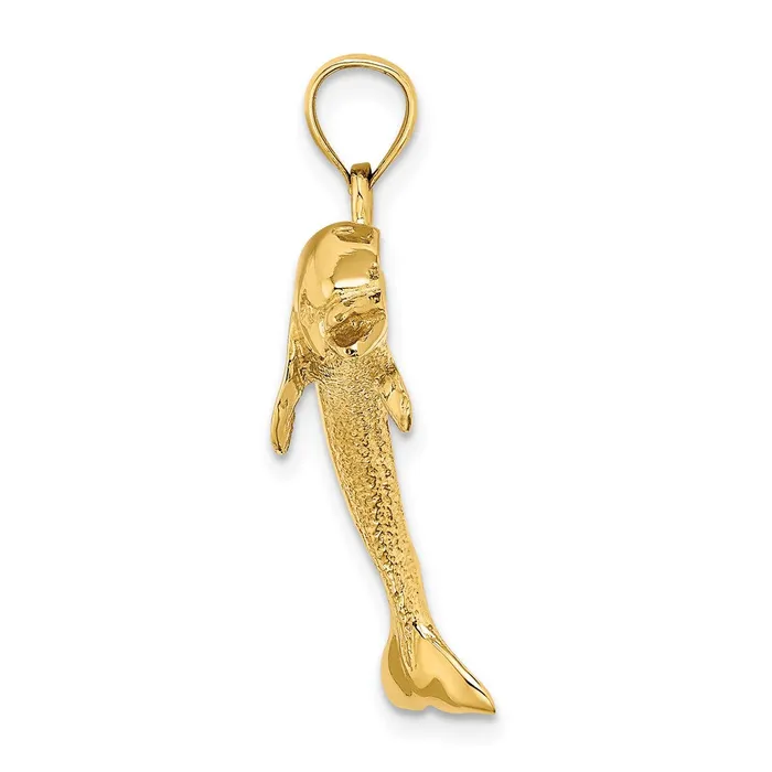 14k Yellow Gold Polished Jumping Dolphin Charm Goldia Charm Necklaces