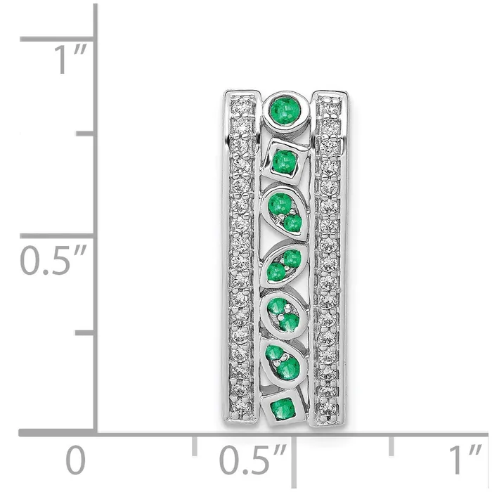 Goldia 14k White Gold Real Diamond and Emerald Fancy Chain Slide Necklaces