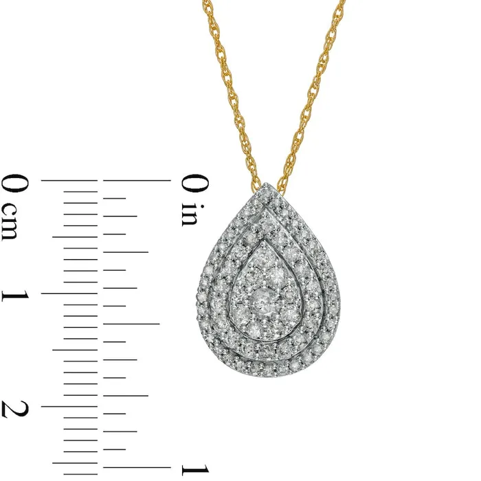 Goldia Necklaces 075 CT TW Composite Natural Diamond Teardrop Pendant in 10K Yellow Gold
