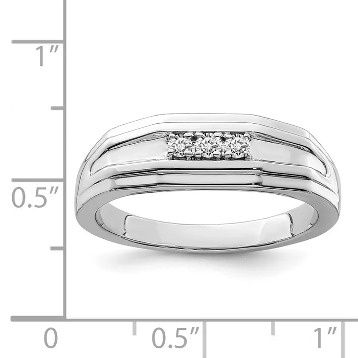 Goldia Sterling Silver Rhodium Plated Diamond Mens Ring Rings