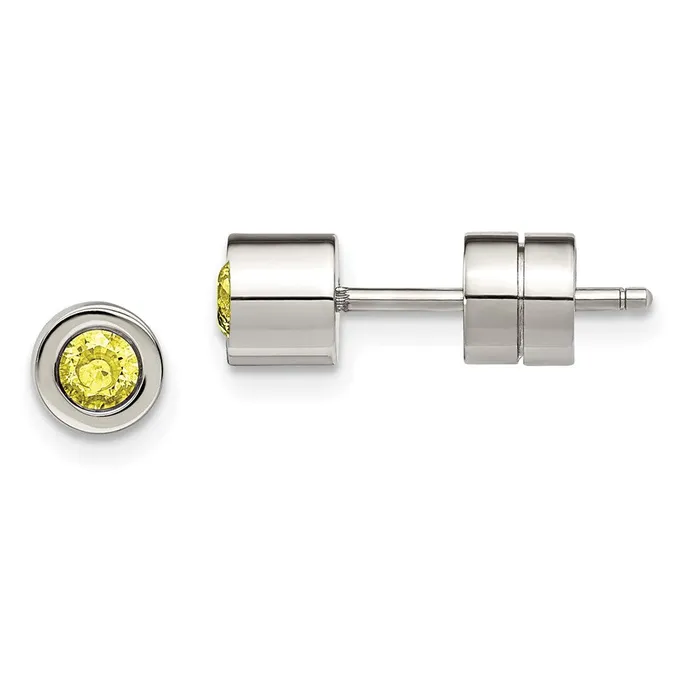 Earrings Stainless Steel Polished Yellow CZ Nov Birthstone Post Earrings TreasureFineJewelers Earrings Stainless Steel Polished Yellow CZ Nov Birthstone Post Earrings TreasureFineJewelers