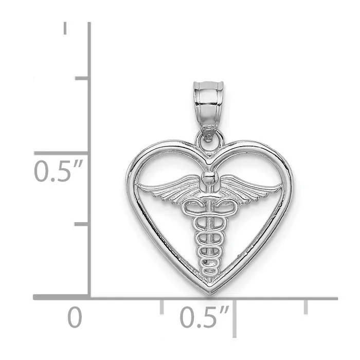 Necklaces TreasureFineJewelers 14K White Polished Medical Heart Pendant