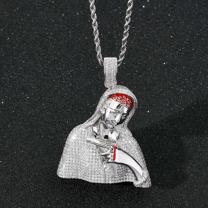 Necklaces Trendolla Jewelry Hip Hop Zirconia Virgin Pistol Bloody Virgin Mary Virgencita Necklace