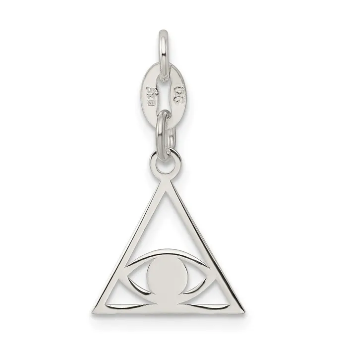 Sterling Silver Polished Evil Eye Charm TreasureFineJewelers Earrings