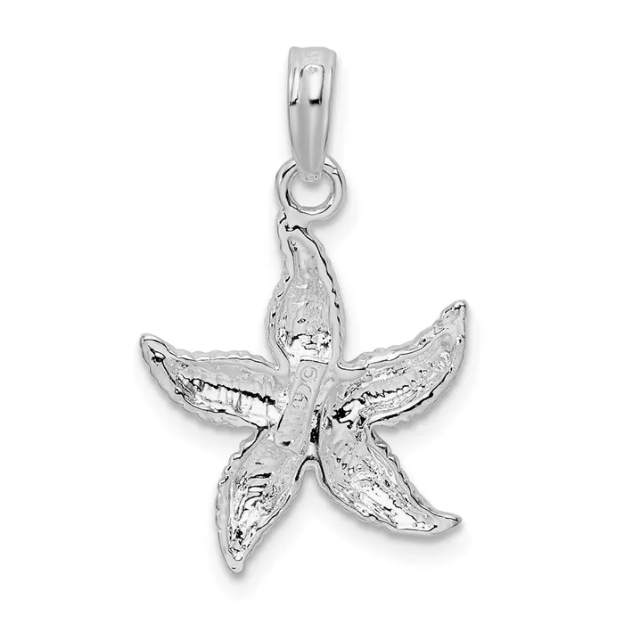 Sterling Silver PolishedTextured Starfish Pendant TreasureFineJewelers Necklaces