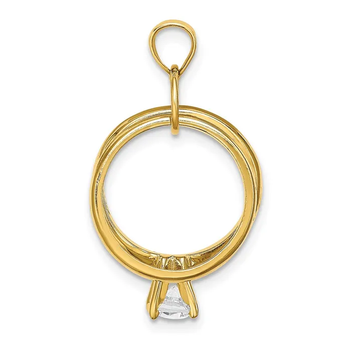 TreasureFineJewelers 14k Yellow Gold Large Wedding Rings wCZ Charm Charm Necklaces