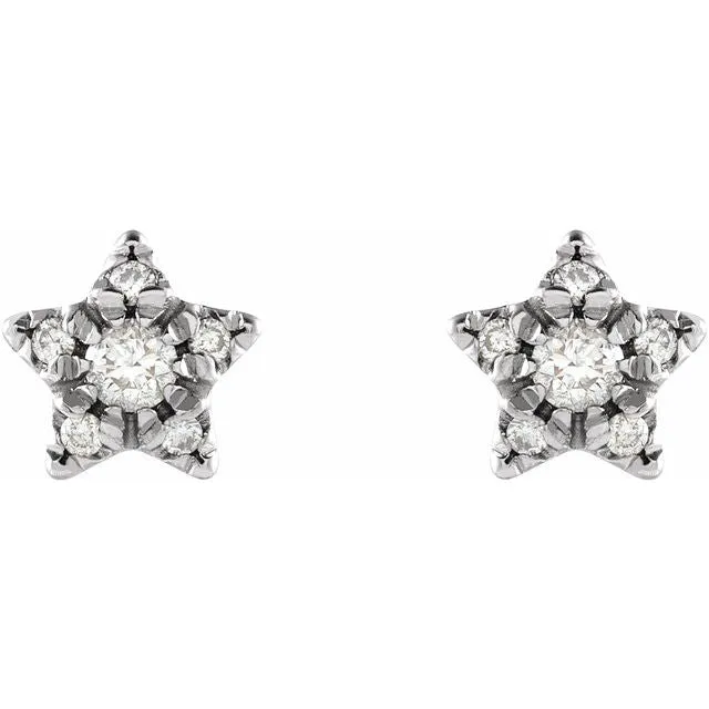 TreasureFineJewelers Earrings 14K White Gold 110 CTW Natural Diamond Star Earrings