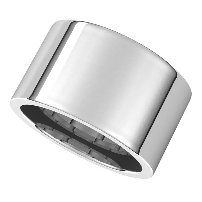 TreasureFineJewelers Rings 10K White Gold 12 mm flat comfort fit Wedding Band