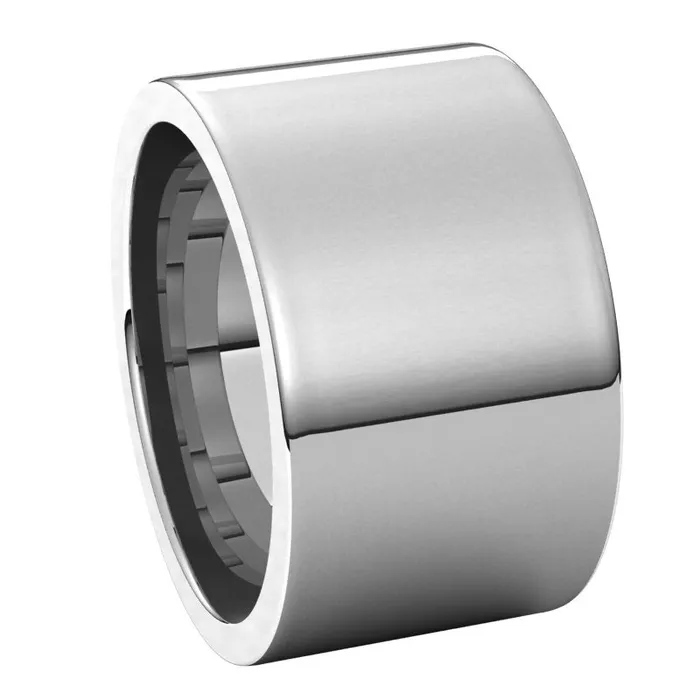 TreasureFineJewelers Rings 10K White Gold 12 mm flat comfort fit Wedding Band