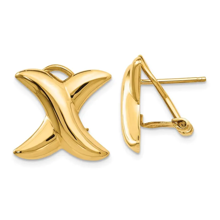 14k Polished X Omega Back Post EarringsWBCE324 WB Choice Jewelry Earrings 14k Polished X Omega Back Post EarringsWBCE324 WB Choice Jewelry Earrings