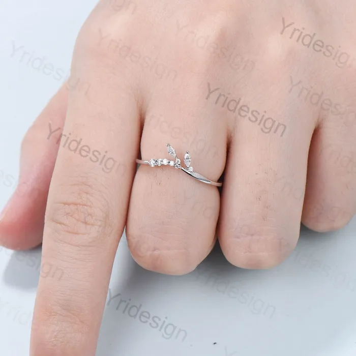 14K White Gold Moissanite Wedding Band Vintage Style Stacking Ring Art Deco Anniversary Matching Band Antique Promise Ring for Women Gift PENFINE Rings 14K White Gold Moissanite Wedding Band Vintage Style Stacking Ring Art Deco Anniversary Matching Band Antique Promise Ring for Women Gift PENFINE Rings
