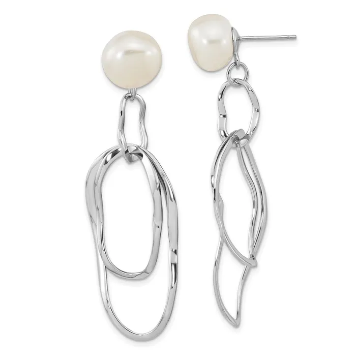 WB Choice Jewelry Earrings Sterling Silver Rhodplated 1011mm White Baroque FWC Pearl Dangle EarringsWBCQE16356