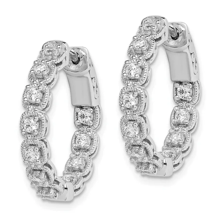 WB Choice Jewelry Earrings Sterling Silver Rhodium Plated CZ In and Out Hoop EarringsWBCQE11268 WB Choice Jewelry Earrings Sterling Silver Rhodium Plated CZ In and Out Hoop EarringsWBCQE11268