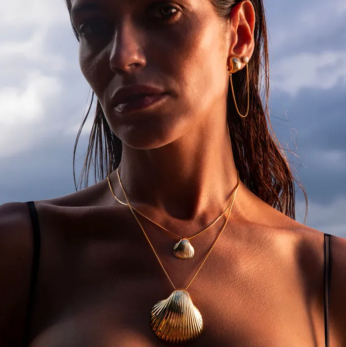 MARE LARGE SHELL NECKLACE IN 18K YELLOW GOLD PLATED SILVER Jack Vartanian Necklaces