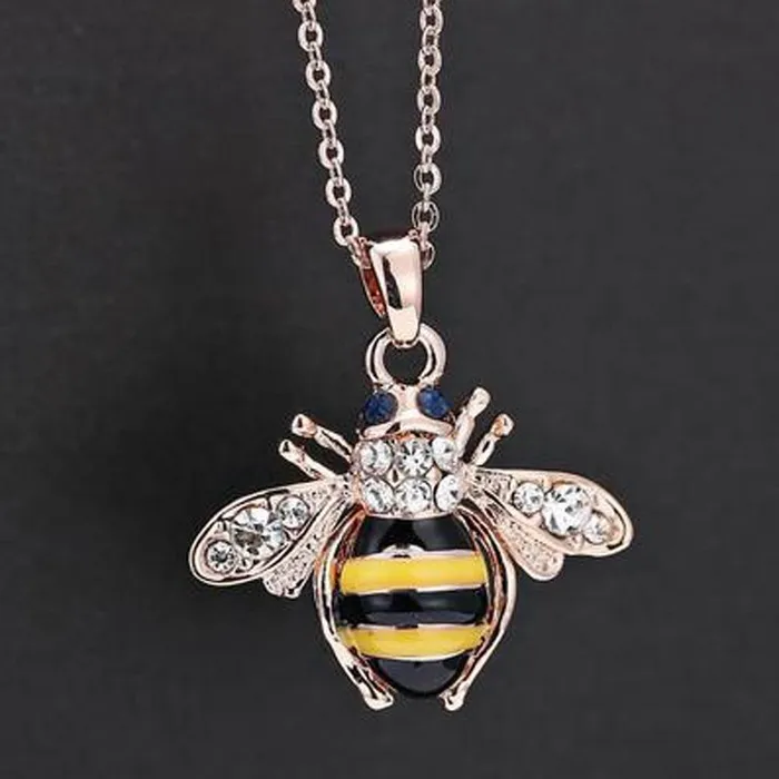 Necklaces The Pink Pigs Honey Bee Necklace Earrings with Austrian Elements Crystal