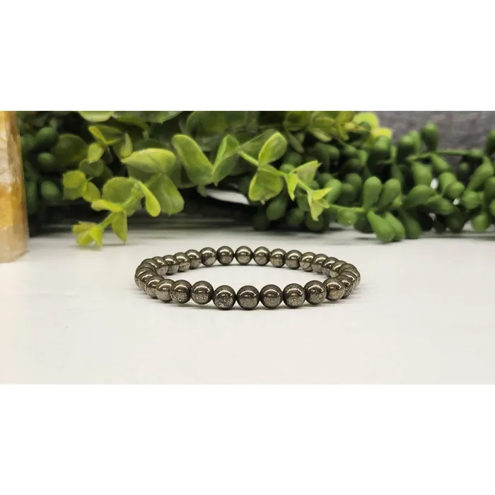 Pyrite 6mm 75 Beaded Bracelet LV5334 Meraki Gemstones Bracelets