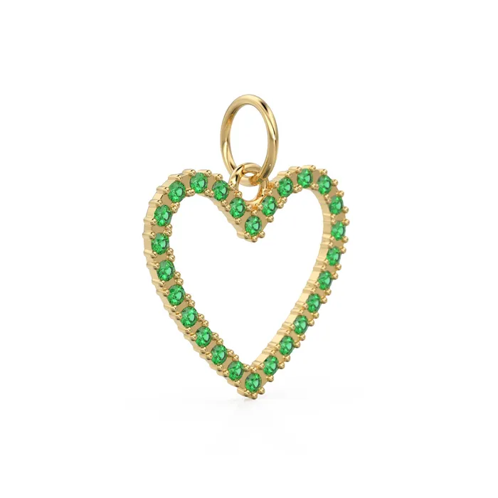 226mm 14K solid Yellow Gold Green Emerald Large LOVE Heart Charm Necklace Pendant Jalvi Co Necklaces 226mm 14K solid Yellow Gold Green Emerald Large LOVE Heart Charm Necklace Pendant Jalvi Co Necklaces