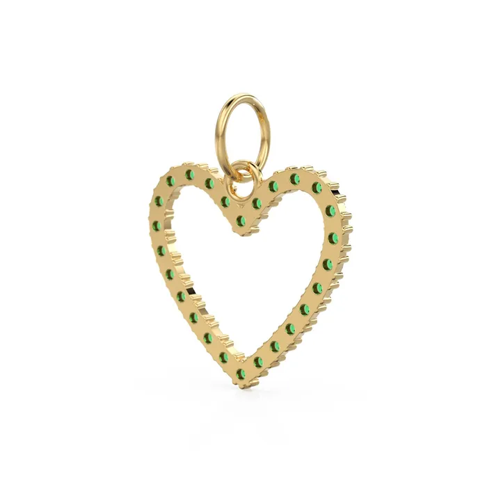 226mm 14K solid Yellow Gold Green Emerald Large LOVE Heart Charm Necklace Pendant Jalvi Co Necklaces 226mm 14K solid Yellow Gold Green Emerald Large LOVE Heart Charm Necklace Pendant Jalvi Co Necklaces