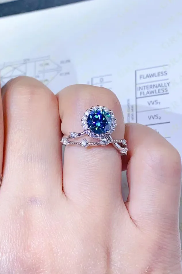 Trendsi Rings 1 Carat Moissanite 925 Sterling Silver Ring