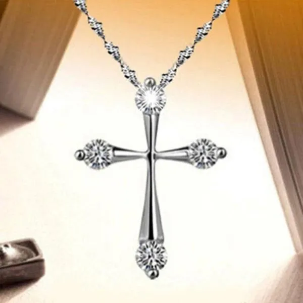 Necklaces sparklingselections Best Fashion Unique Cross Zircon Copper Chain Pendant Necklace For Women Girls Gifts Accessories