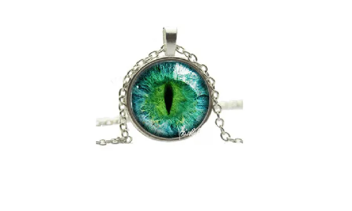Necklaces sparklingselections New Vintage Silver Plated Charming Green Cat Eye Necklace Pendant