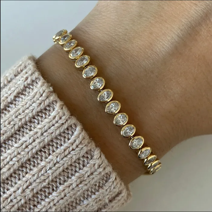 Oval Diamond Bezel Tennis Bracelet Alev Collection Bracelets