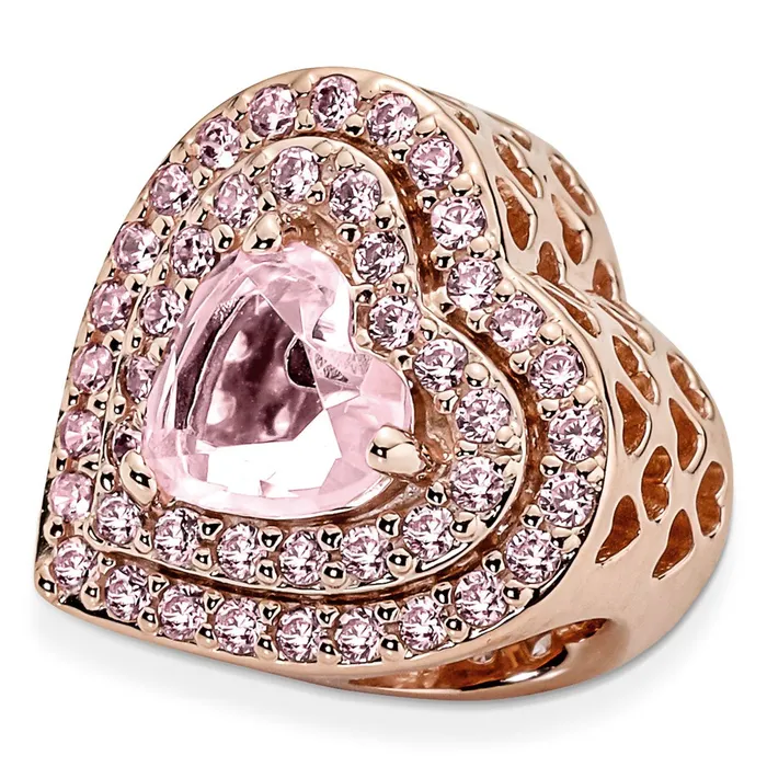 Pandora Sparkling Levelled Heart Charm Pandora Charm Necklaces