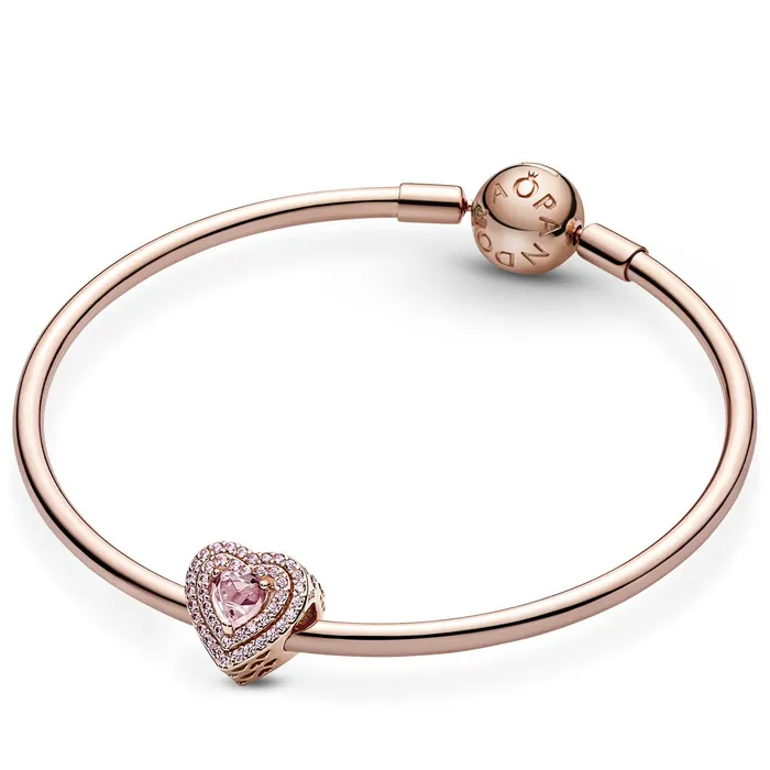 Pandora Sparkling Levelled Heart Charm Pandora Charm Necklaces