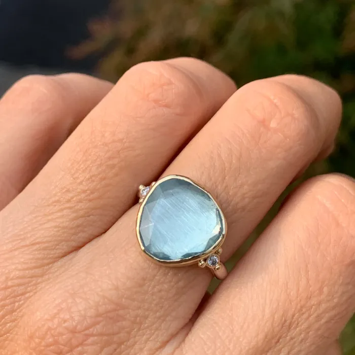 Rings Emily Amey Jewelry Aquamarine and Diamond ring in 14k gold and sterling silver