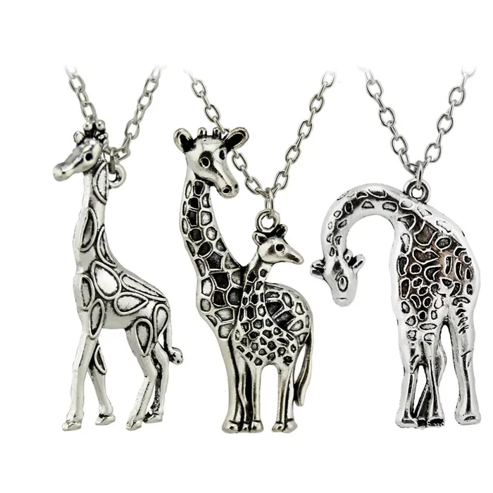 sparklingselections Necklaces New DIY Vintage Silver Mothers Love Giraffe Pendant Necklace