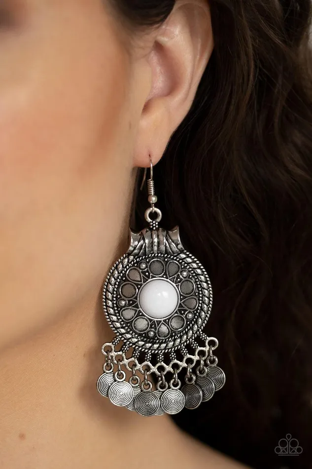 Paparazzi Accessories Earrings Rural Rhythm White Earrings Jewelry by Bretta