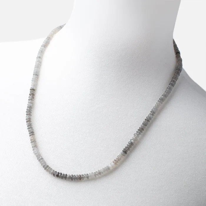 Platinum Moonstone Plain Rondelle Necklace AAA Beadsofcambaycom Necklaces