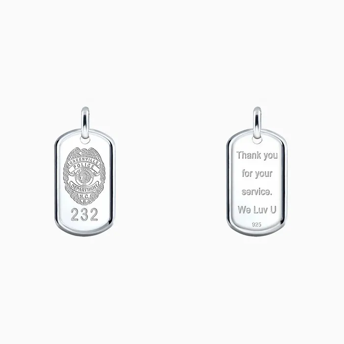 Sandy Steven Engravers Necklaces Engravable Mens RaisedEdge Sterling Silver Double Dog Tag Necklace with Bead Chain Medium
