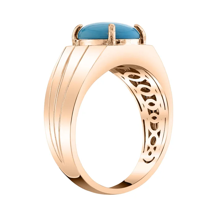 14K 200ct Oval Sleeping Beauty Turquoise and Diamond Ring TVON Rings