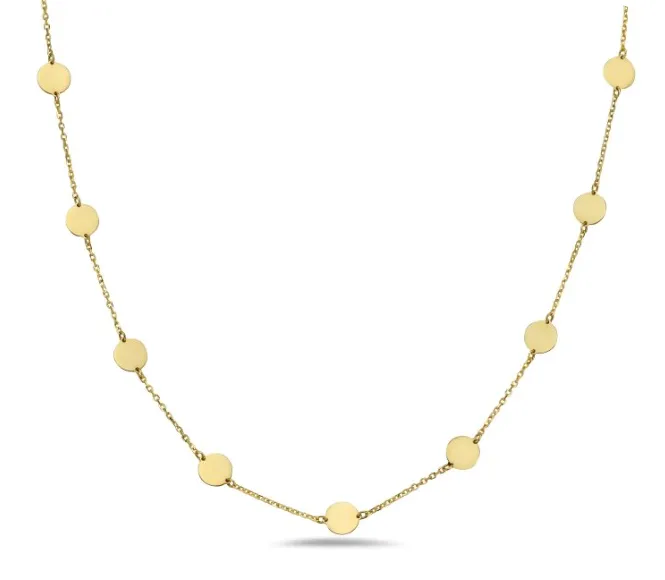 14k Yellow Gold Disc Station Necklace I7771 AN Necklaces