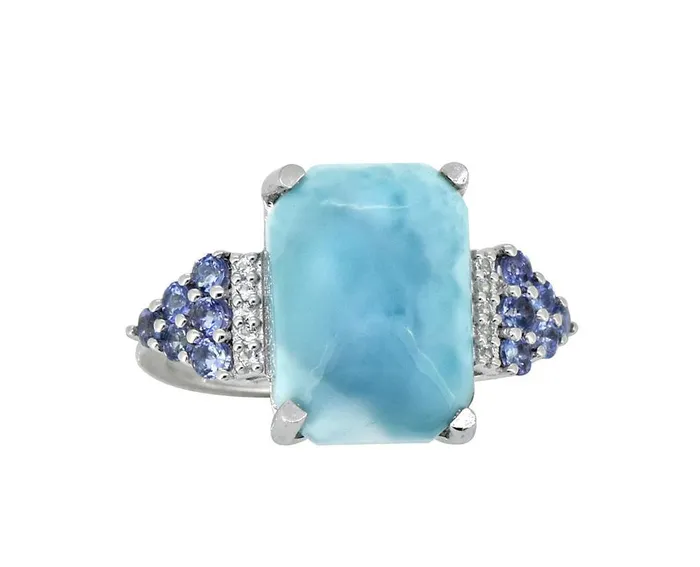 895 Ct Larimar Tanzanite Solid 925 Sterling Silver Designer Ring Jewelry YoTreasure Rings