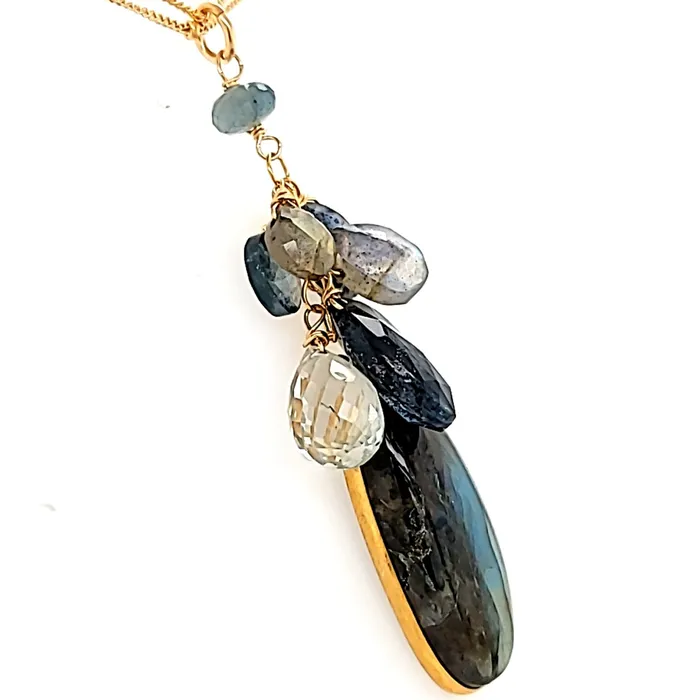 AVF Labradorite Cluster Double Chain Necklace SI2976 AVF Necklaces