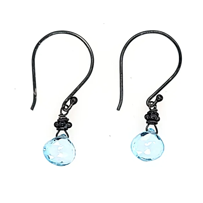 AVF Oxidized Sky Blue Topaz Drop Earrings SI2893 AVF Earrings