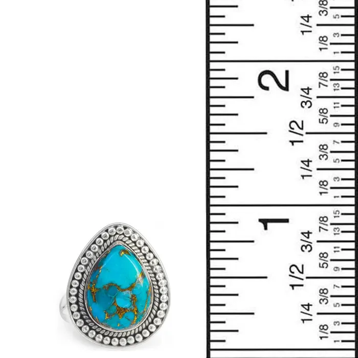Blue Copper Turquoise Solid 925 Sterling Silver Ring Jewelry YoTreasure Rings