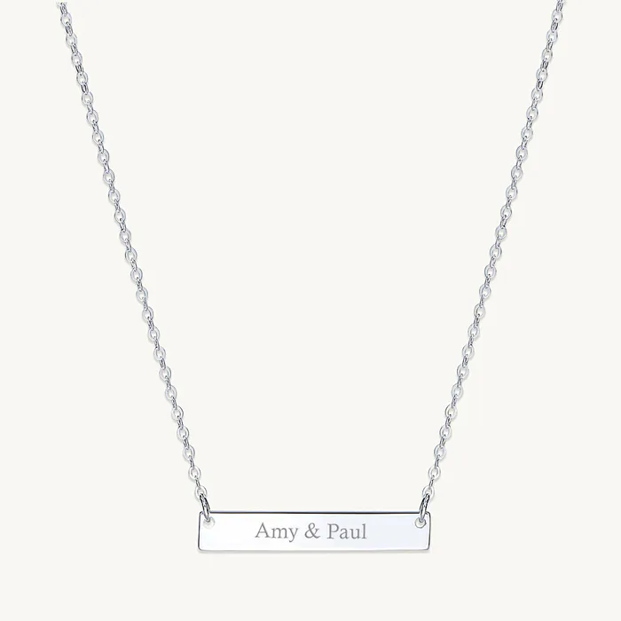 Camile Stone Necklaces Two Name Engraved Bar Necklace
