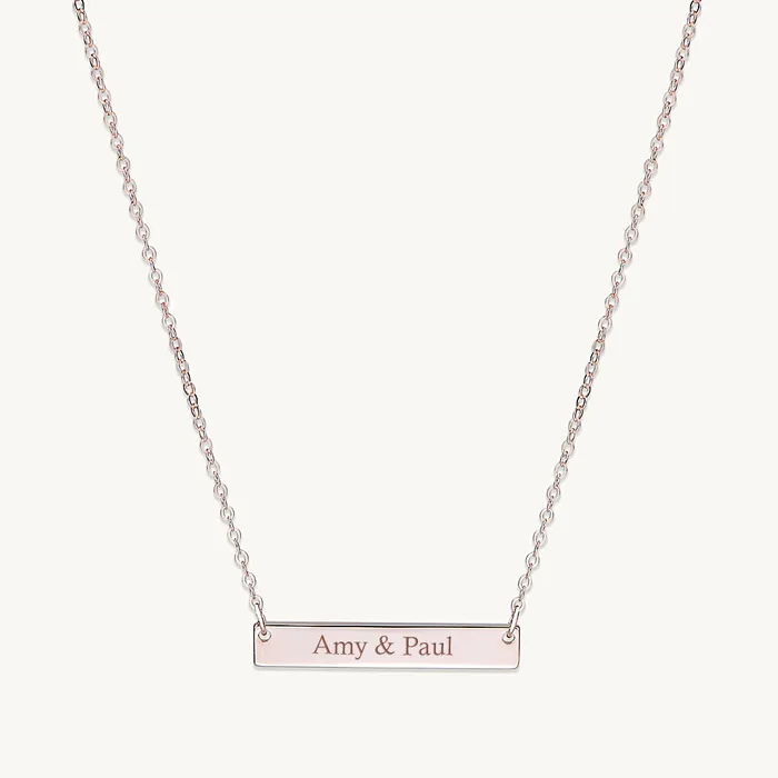 Camile Stone Necklaces Two Name Engraved Bar Necklace