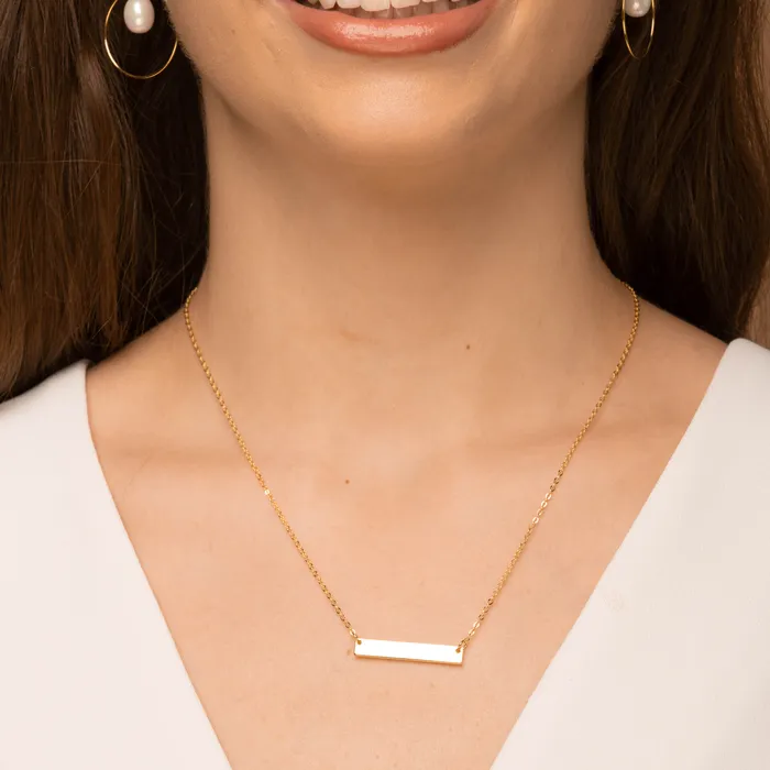 Camile Stone Necklaces Two Name Engraved Bar Necklace