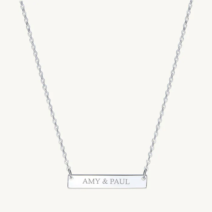 Camile Stone Necklaces Two Name Engraved Bar Necklace