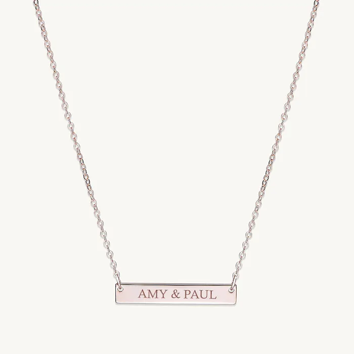 Camile Stone Necklaces Two Name Engraved Bar Necklace