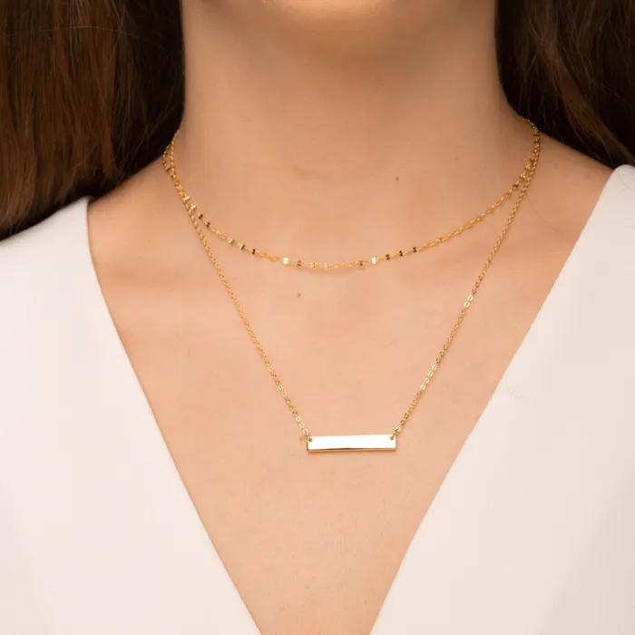 Camile Stone Necklaces Two Name Engraved Bar Necklace