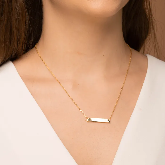 Camile Stone Necklaces Two Name Engraved Bar Necklace