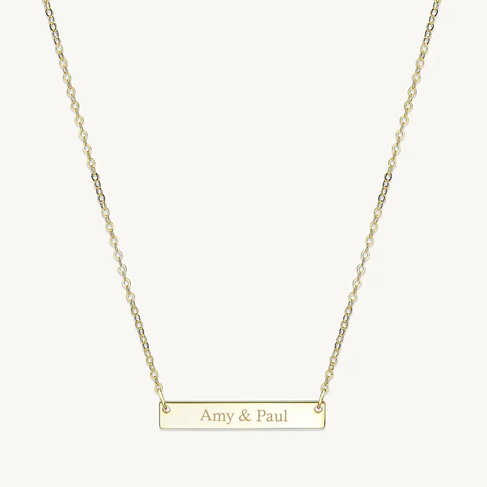 Camile Stone Necklaces Two Name Engraved Bar Necklace