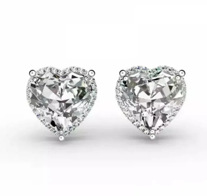 Diamond Earrings Heart Earrings Womens Earrings Heart earrings with Diamonds Heart Ear Studs Womens Diamond Ear Studs Ear Studs Lab Diamonds London Earrings