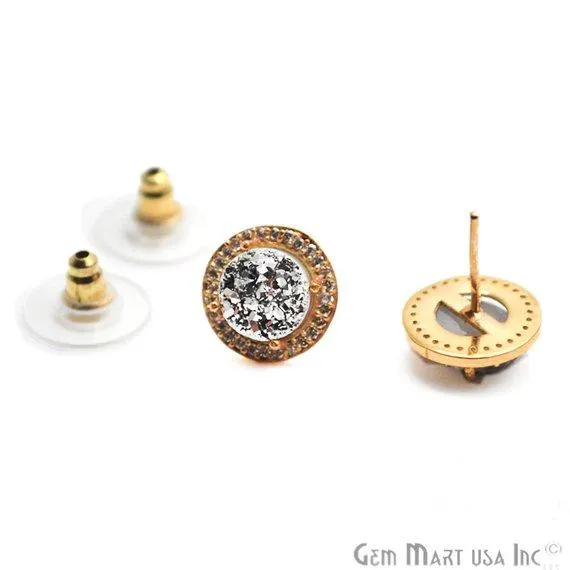 Earrings GemMartUSA Round Shape 8mm Gold Plated Cubic Zircon Druzy Stud Earrings Pick your Gemstone 900361 Earrings GemMartUSA Round Shape 8mm Gold Plated Cubic Zircon Druzy Stud Earrings Pick your Gemstone 900361